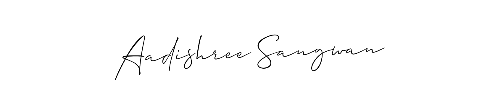 Also we have Aadishree Sangwan name is the best signature style. Create professional handwritten signature collection using Allison_Script autograph style. Aadishree Sangwan signature style 2 images and pictures png