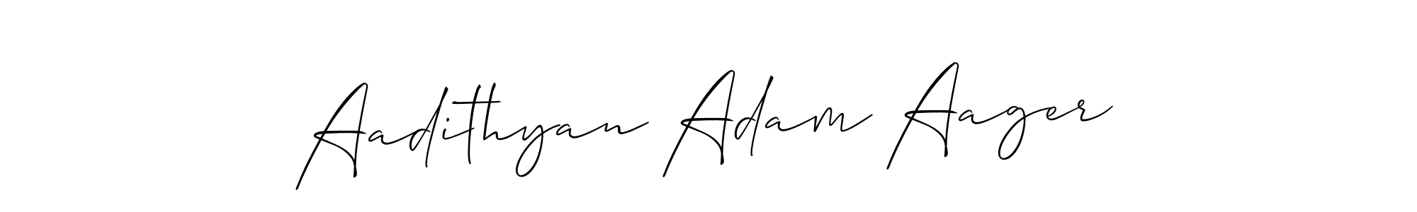 It looks lik you need a new signature style for name Aadithyan Adam Aager. Design unique handwritten (Allison_Script) signature with our free signature maker in just a few clicks. Aadithyan Adam Aager signature style 2 images and pictures png