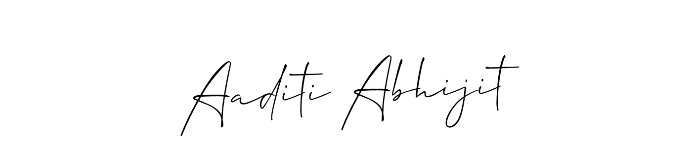 You should practise on your own different ways (Allison_Script) to write your name (Aaditi Abhijit) in signature. don't let someone else do it for you. Aaditi Abhijit signature style 2 images and pictures png