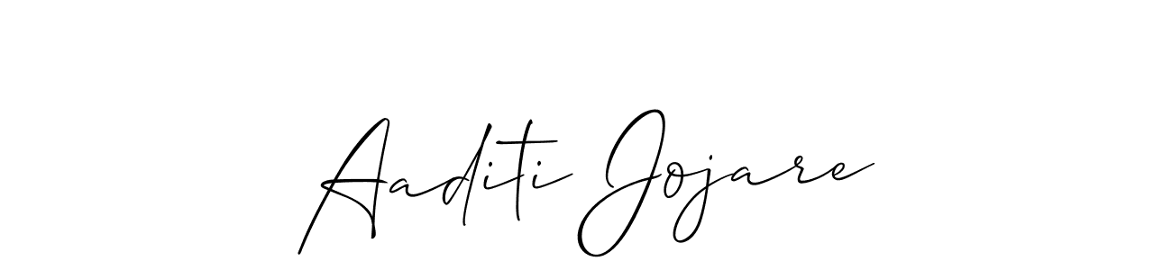 Also You can easily find your signature by using the search form. We will create Aaditi Jojare name handwritten signature images for you free of cost using Allison_Script sign style. Aaditi Jojare signature style 2 images and pictures png