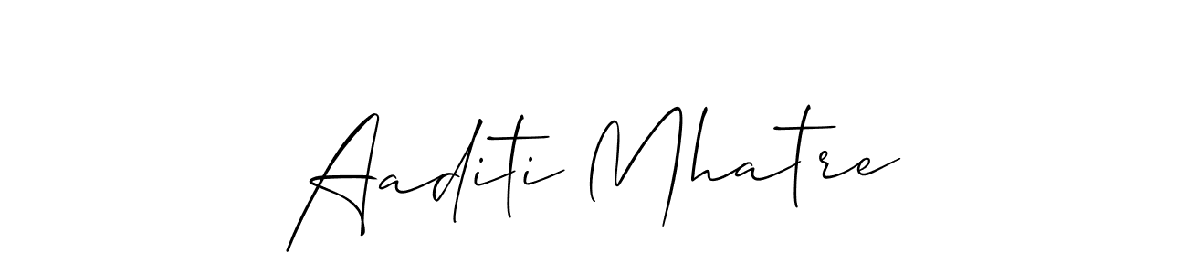 It looks lik you need a new signature style for name Aaditi Mhatre. Design unique handwritten (Allison_Script) signature with our free signature maker in just a few clicks. Aaditi Mhatre signature style 2 images and pictures png