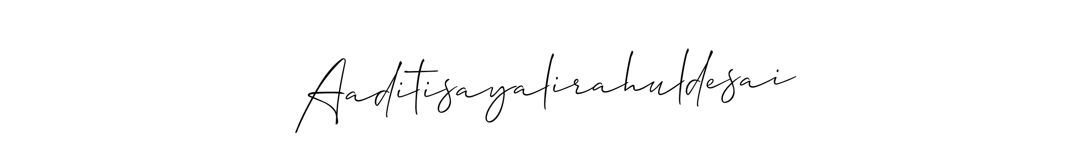 How to make Aaditisayalirahuldesai signature? Allison_Script is a professional autograph style. Create handwritten signature for Aaditisayalirahuldesai name. Aaditisayalirahuldesai signature style 2 images and pictures png