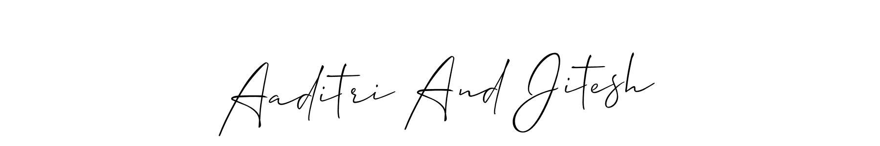 Aaditri And Jitesh stylish signature style. Best Handwritten Sign (Allison_Script) for my name. Handwritten Signature Collection Ideas for my name Aaditri And Jitesh. Aaditri And Jitesh signature style 2 images and pictures png