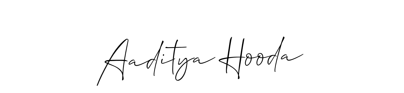 It looks lik you need a new signature style for name Aaditya Hooda. Design unique handwritten (Allison_Script) signature with our free signature maker in just a few clicks. Aaditya Hooda signature style 2 images and pictures png