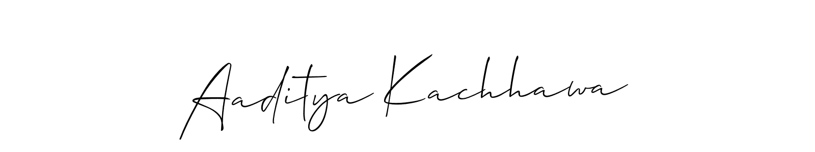 How to make Aaditya Kachhawa name signature. Use Allison_Script style for creating short signs online. This is the latest handwritten sign. Aaditya Kachhawa signature style 2 images and pictures png