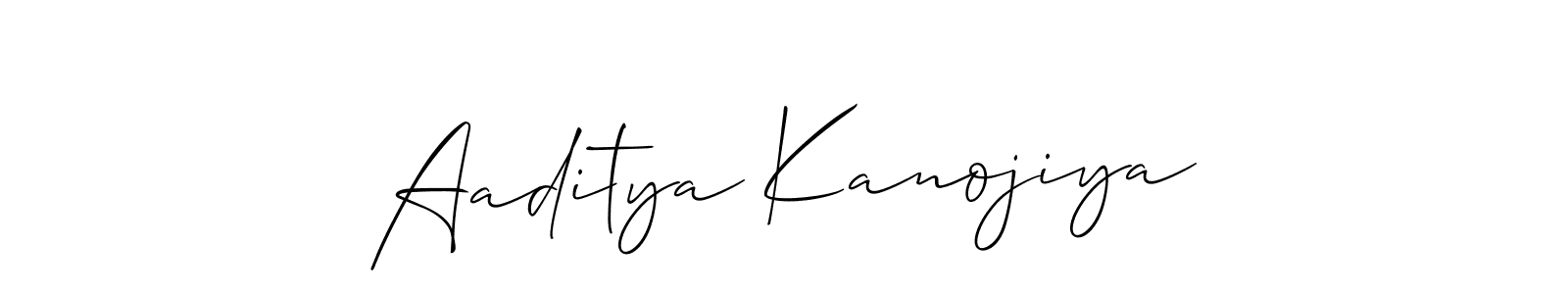 Use a signature maker to create a handwritten signature online. With this signature software, you can design (Allison_Script) your own signature for name Aaditya Kanojiya. Aaditya Kanojiya signature style 2 images and pictures png