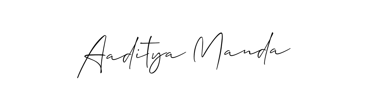 How to make Aaditya Manda name signature. Use Allison_Script style for creating short signs online. This is the latest handwritten sign. Aaditya Manda signature style 2 images and pictures png