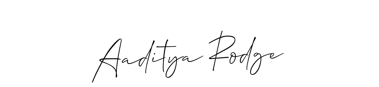 Also we have Aaditya Rodge name is the best signature style. Create professional handwritten signature collection using Allison_Script autograph style. Aaditya Rodge signature style 2 images and pictures png