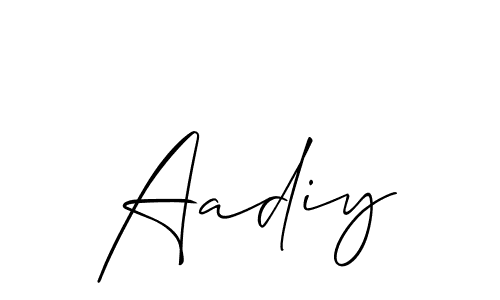 Also we have Aadiy name is the best signature style. Create professional handwritten signature collection using Allison_Script autograph style. Aadiy signature style 2 images and pictures png