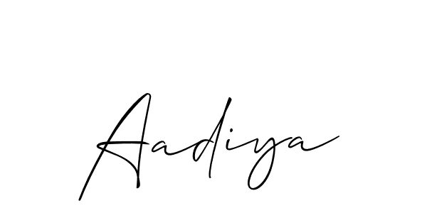 Similarly Allison_Script is the best handwritten signature design. Signature creator online .You can use it as an online autograph creator for name Aadiya. Aadiya signature style 2 images and pictures png