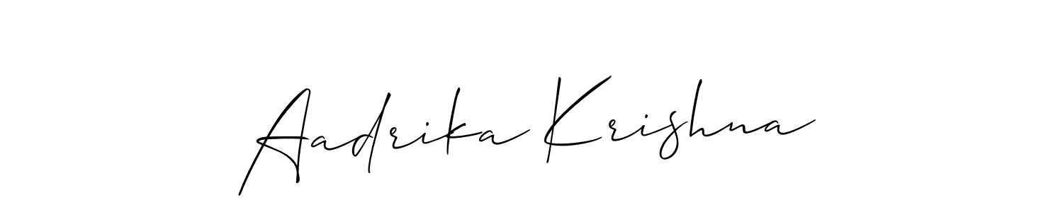 How to make Aadrika Krishna name signature. Use Allison_Script style for creating short signs online. This is the latest handwritten sign. Aadrika Krishna signature style 2 images and pictures png