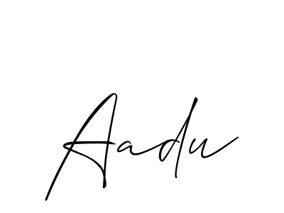The best way (Allison_Script) to make a short signature is to pick only two or three words in your name. The name Aadu include a total of six letters. For converting this name. Aadu signature style 2 images and pictures png