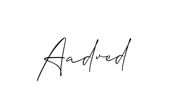 The best way (Allison_Script) to make a short signature is to pick only two or three words in your name. The name Aadved include a total of six letters. For converting this name. Aadved signature style 2 images and pictures png