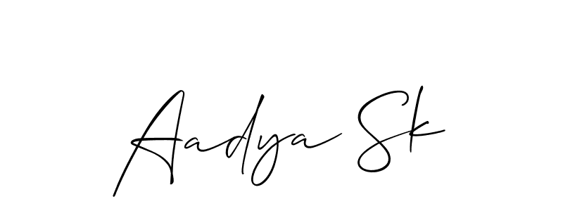 Design your own signature with our free online signature maker. With this signature software, you can create a handwritten (Allison_Script) signature for name Aadya Sk. Aadya Sk signature style 2 images and pictures png