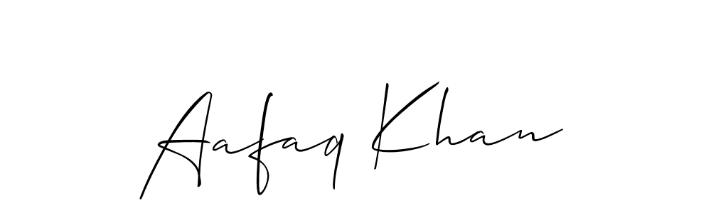 Use a signature maker to create a handwritten signature online. With this signature software, you can design (Allison_Script) your own signature for name Aafaq Khan. Aafaq Khan signature style 2 images and pictures png