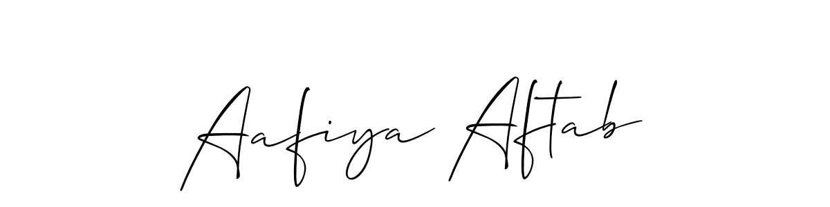 Allison_Script is a professional signature style that is perfect for those who want to add a touch of class to their signature. It is also a great choice for those who want to make their signature more unique. Get Aafiya Aftab name to fancy signature for free. Aafiya Aftab signature style 2 images and pictures png