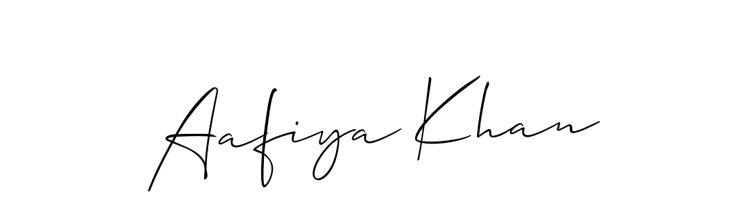 Make a beautiful signature design for name Aafiya Khan. With this signature (Allison_Script) style, you can create a handwritten signature for free. Aafiya Khan signature style 2 images and pictures png