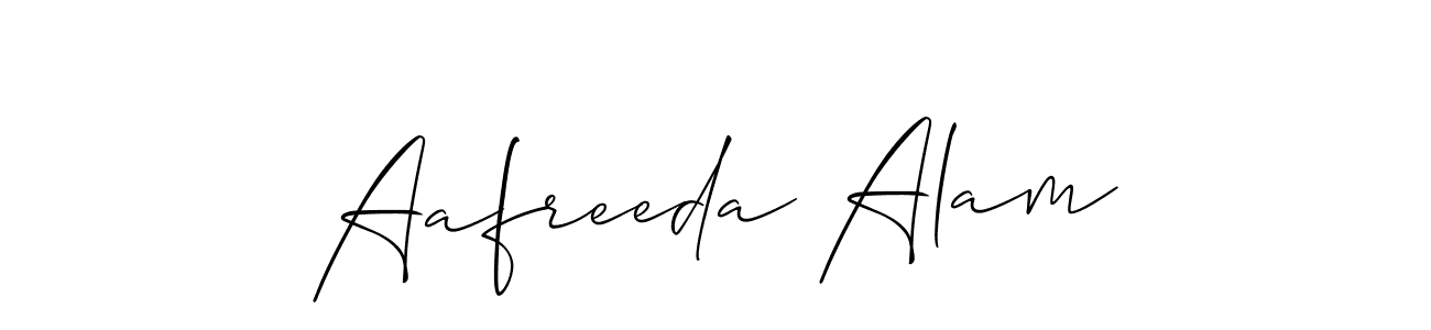 Aafreeda Alam stylish signature style. Best Handwritten Sign (Allison_Script) for my name. Handwritten Signature Collection Ideas for my name Aafreeda Alam. Aafreeda Alam signature style 2 images and pictures png