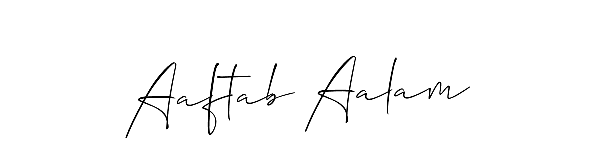 The best way (Allison_Script) to make a short signature is to pick only two or three words in your name. The name Aaftab Aalam include a total of six letters. For converting this name. Aaftab Aalam signature style 2 images and pictures png