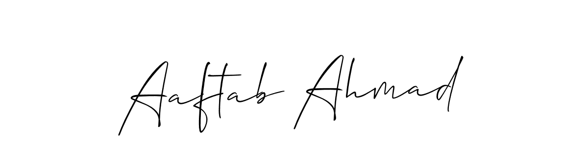 Allison_Script is a professional signature style that is perfect for those who want to add a touch of class to their signature. It is also a great choice for those who want to make their signature more unique. Get Aaftab Ahmad name to fancy signature for free. Aaftab Ahmad signature style 2 images and pictures png