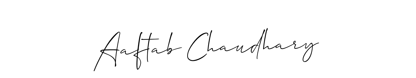 This is the best signature style for the Aaftab Chaudhary name. Also you like these signature font (Allison_Script). Mix name signature. Aaftab Chaudhary signature style 2 images and pictures png