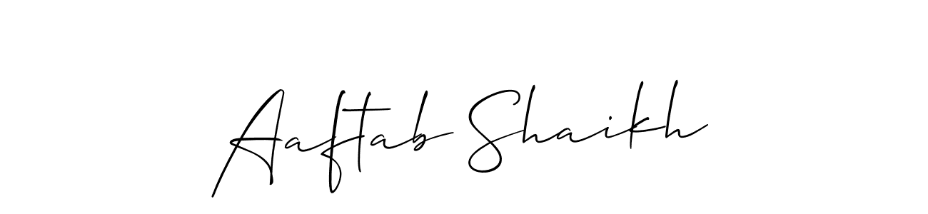 Make a beautiful signature design for name Aaftab Shaikh. With this signature (Allison_Script) style, you can create a handwritten signature for free. Aaftab Shaikh signature style 2 images and pictures png
