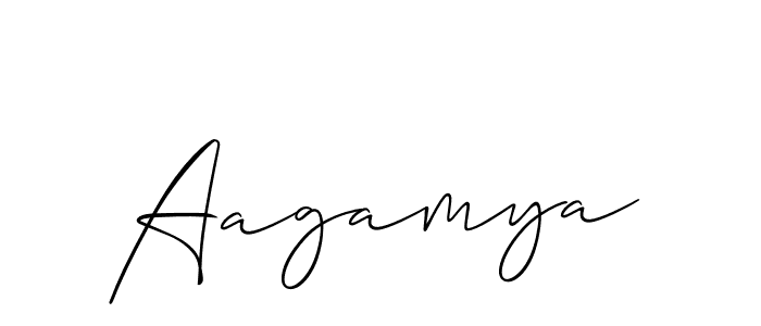 Make a beautiful signature design for name Aagamya. With this signature (Allison_Script) style, you can create a handwritten signature for free. Aagamya signature style 2 images and pictures png