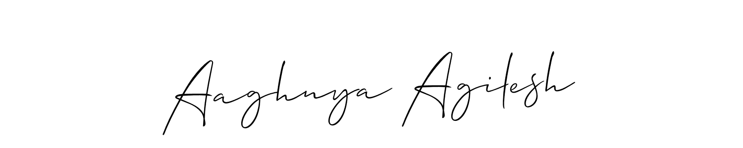 Use a signature maker to create a handwritten signature online. With this signature software, you can design (Allison_Script) your own signature for name Aaghnya Agilesh. Aaghnya Agilesh signature style 2 images and pictures png