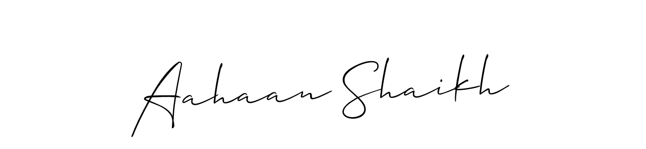 The best way (Allison_Script) to make a short signature is to pick only two or three words in your name. The name Aahaan Shaikh include a total of six letters. For converting this name. Aahaan Shaikh signature style 2 images and pictures png
