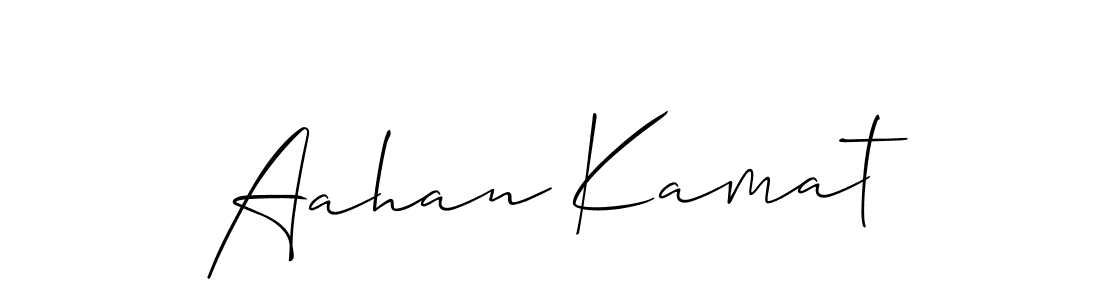 The best way (Allison_Script) to make a short signature is to pick only two or three words in your name. The name Aahan Kamat include a total of six letters. For converting this name. Aahan Kamat signature style 2 images and pictures png