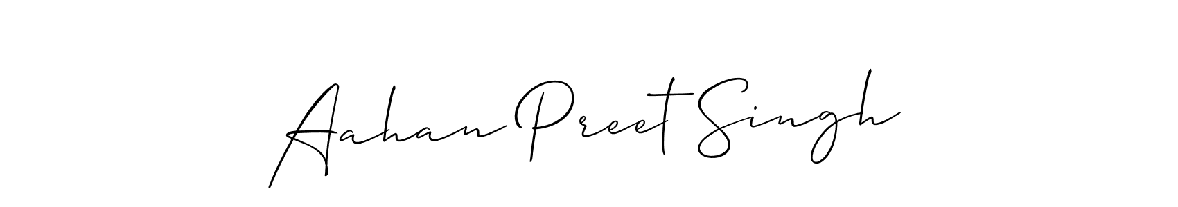 Also You can easily find your signature by using the search form. We will create Aahan Preet Singh name handwritten signature images for you free of cost using Allison_Script sign style. Aahan Preet Singh signature style 2 images and pictures png