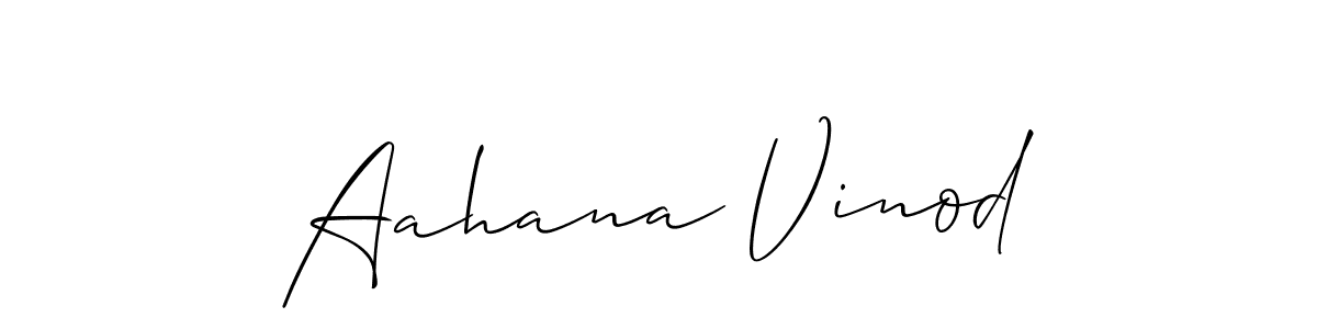 Make a short Aahana Vinod signature style. Manage your documents anywhere anytime using Allison_Script. Create and add eSignatures, submit forms, share and send files easily. Aahana Vinod signature style 2 images and pictures png