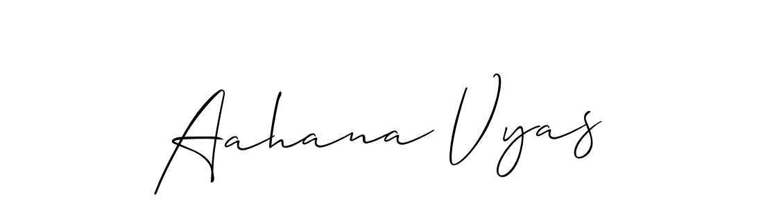 Make a beautiful signature design for name Aahana Vyas. With this signature (Allison_Script) style, you can create a handwritten signature for free. Aahana Vyas signature style 2 images and pictures png