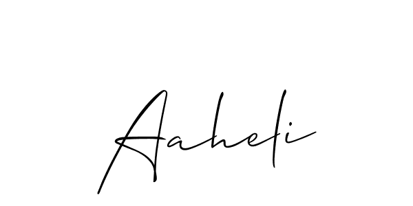 Use a signature maker to create a handwritten signature online. With this signature software, you can design (Allison_Script) your own signature for name Aaheli. Aaheli signature style 2 images and pictures png