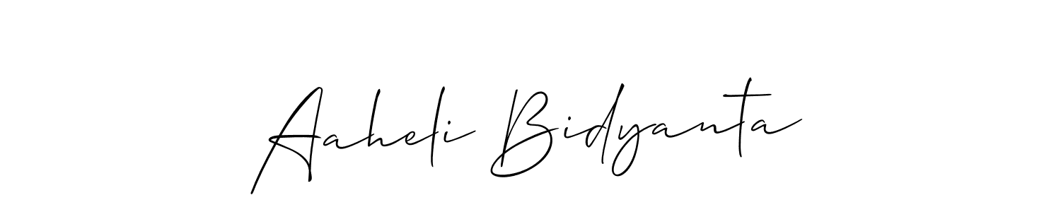 if you are searching for the best signature style for your name Aaheli Bidyanta. so please give up your signature search. here we have designed multiple signature styles  using Allison_Script. Aaheli Bidyanta signature style 2 images and pictures png