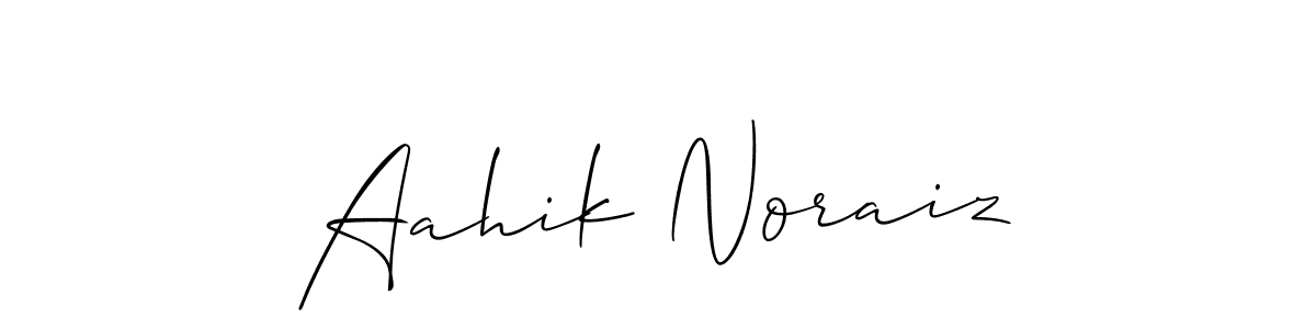 Also You can easily find your signature by using the search form. We will create Aahik Noraiz name handwritten signature images for you free of cost using Allison_Script sign style. Aahik Noraiz signature style 2 images and pictures png