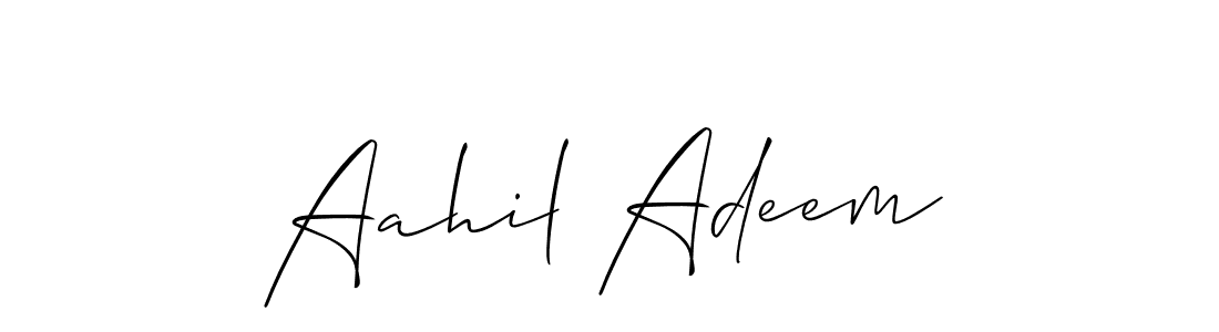 Allison_Script is a professional signature style that is perfect for those who want to add a touch of class to their signature. It is also a great choice for those who want to make their signature more unique. Get Aahil Adeem name to fancy signature for free. Aahil Adeem signature style 2 images and pictures png