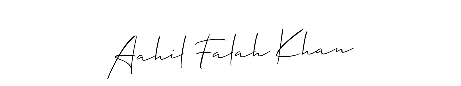 Allison_Script is a professional signature style that is perfect for those who want to add a touch of class to their signature. It is also a great choice for those who want to make their signature more unique. Get Aahil Falah Khan name to fancy signature for free. Aahil Falah Khan signature style 2 images and pictures png