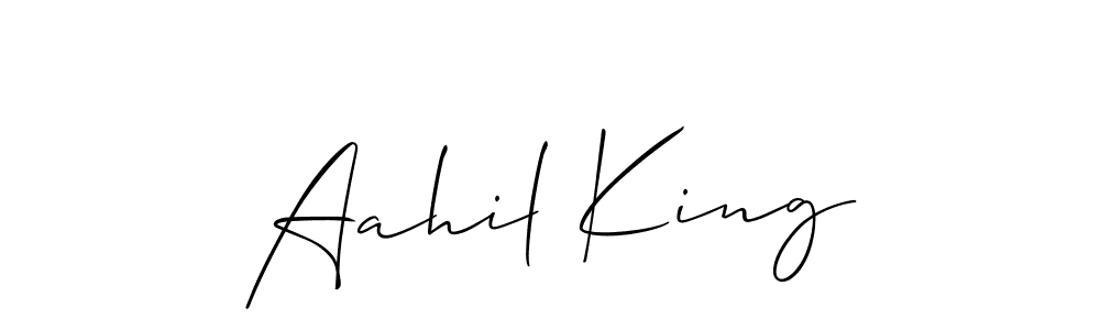 Use a signature maker to create a handwritten signature online. With this signature software, you can design (Allison_Script) your own signature for name Aahil King. Aahil King signature style 2 images and pictures png