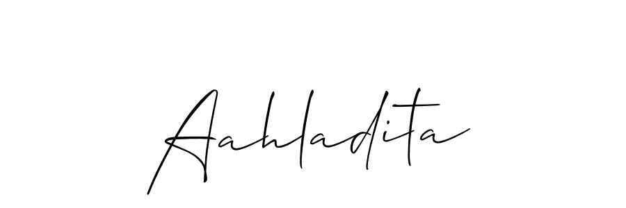 Also we have Aahladita name is the best signature style. Create professional handwritten signature collection using Allison_Script autograph style. Aahladita signature style 2 images and pictures png