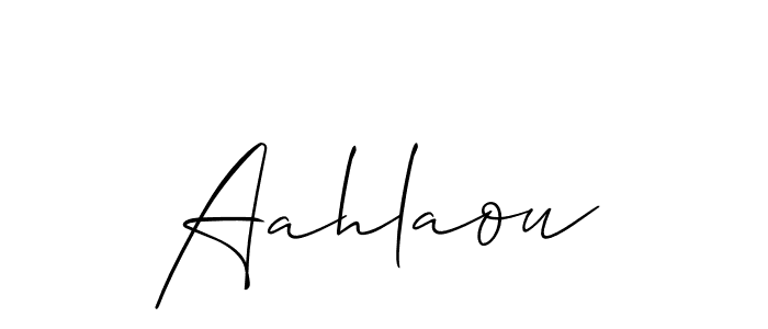 Design your own signature with our free online signature maker. With this signature software, you can create a handwritten (Allison_Script) signature for name Aahlaou. Aahlaou signature style 2 images and pictures png