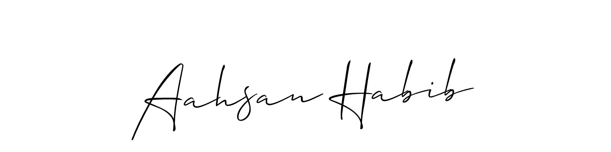 The best way (Allison_Script) to make a short signature is to pick only two or three words in your name. The name Aahsan Habib include a total of six letters. For converting this name. Aahsan Habib signature style 2 images and pictures png