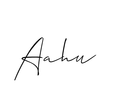 How to make Aahu name signature. Use Allison_Script style for creating short signs online. This is the latest handwritten sign. Aahu signature style 2 images and pictures png