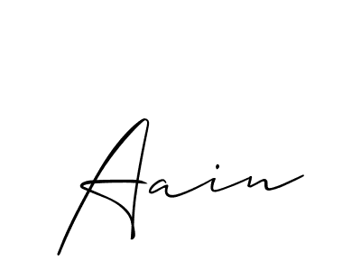 Make a beautiful signature design for name Aain. With this signature (Allison_Script) style, you can create a handwritten signature for free. Aain signature style 2 images and pictures png