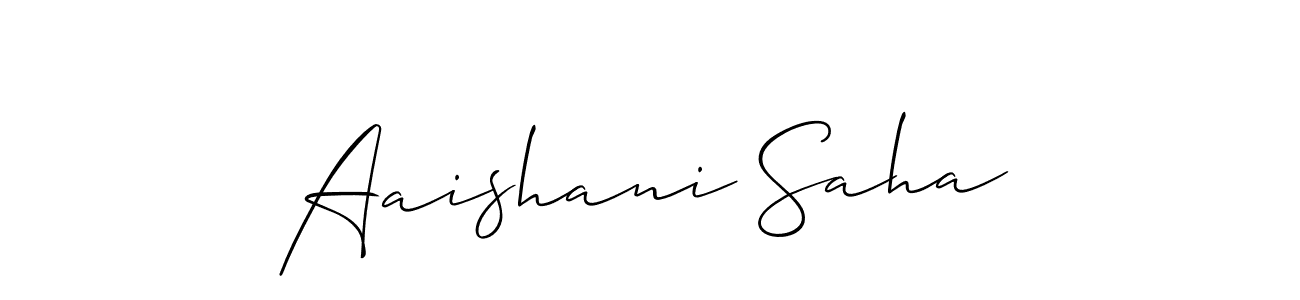 Allison_Script is a professional signature style that is perfect for those who want to add a touch of class to their signature. It is also a great choice for those who want to make their signature more unique. Get Aaishani Saha name to fancy signature for free. Aaishani Saha signature style 2 images and pictures png