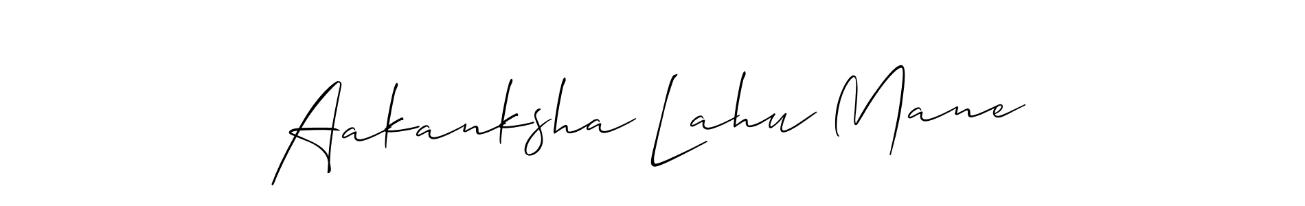 Design your own signature with our free online signature maker. With this signature software, you can create a handwritten (Allison_Script) signature for name Aakanksha Lahu Mane. Aakanksha Lahu Mane signature style 2 images and pictures png