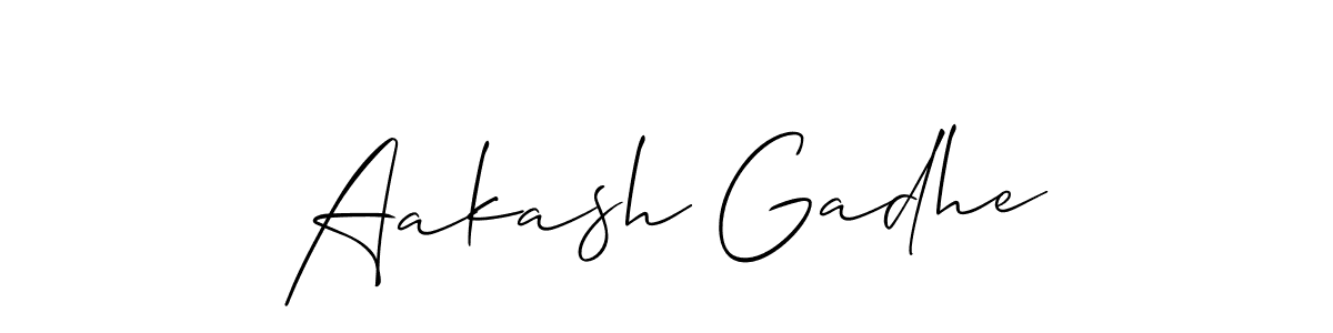 How to make Aakash Gadhe name signature. Use Allison_Script style for creating short signs online. This is the latest handwritten sign. Aakash Gadhe signature style 2 images and pictures png