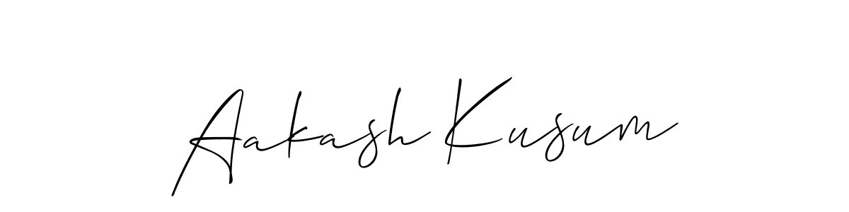 Design your own signature with our free online signature maker. With this signature software, you can create a handwritten (Allison_Script) signature for name Aakash Kusum. Aakash Kusum signature style 2 images and pictures png
