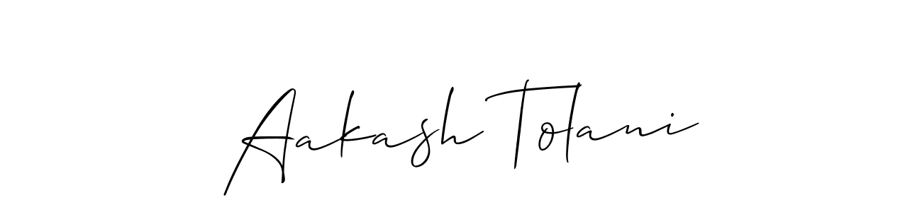 Also You can easily find your signature by using the search form. We will create Aakash Tolani name handwritten signature images for you free of cost using Allison_Script sign style. Aakash Tolani signature style 2 images and pictures png