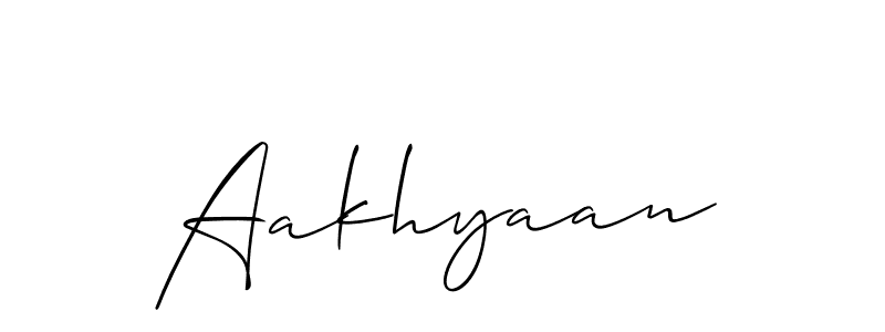 Use a signature maker to create a handwritten signature online. With this signature software, you can design (Allison_Script) your own signature for name Aakhyaan. Aakhyaan signature style 2 images and pictures png